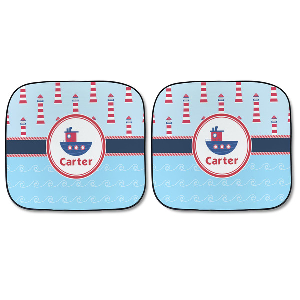 Light House & Waves Car Sun Shades - FRONT