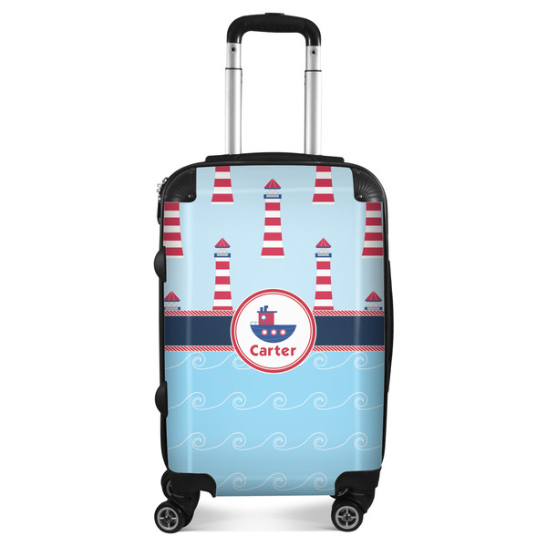 Custom Light House & Waves Suitcase - 20" Carry On (Personalized)