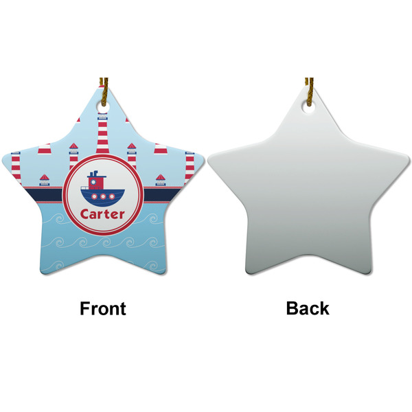 Light House & Waves Ceramic Flat Ornament - Star Front & Back (APPROVAL)