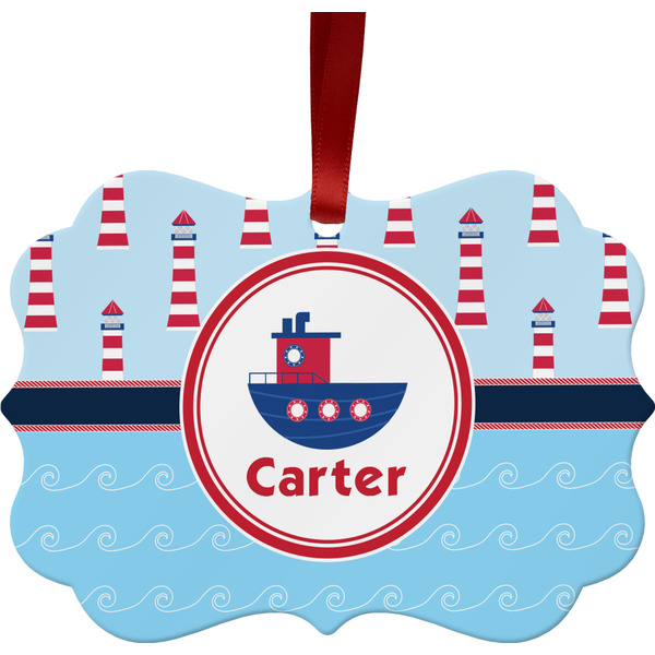 Light House & Waves Christmas Ornament (Front View)