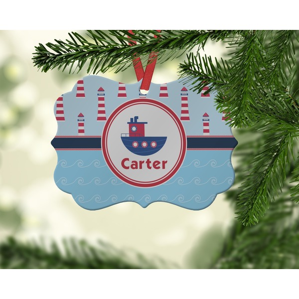 Light House & Waves Christmas Ornament (On Tree)