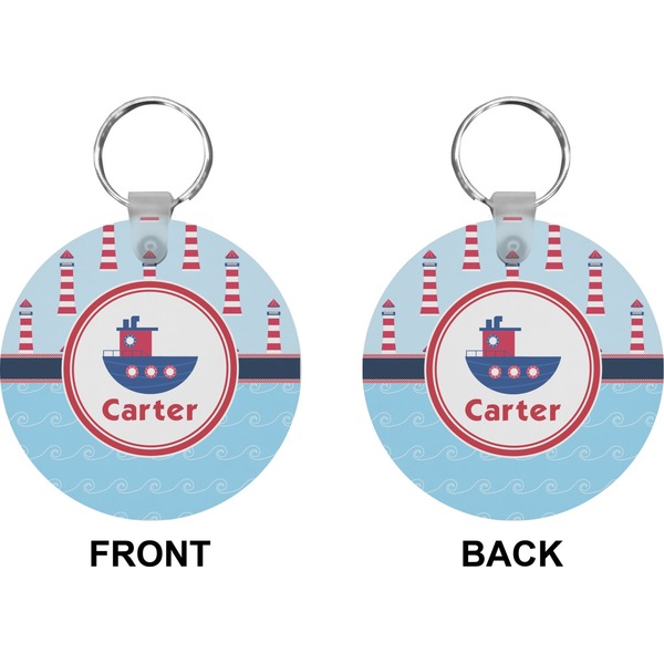 Light House & Waves Circle Keychain (Front + Back)