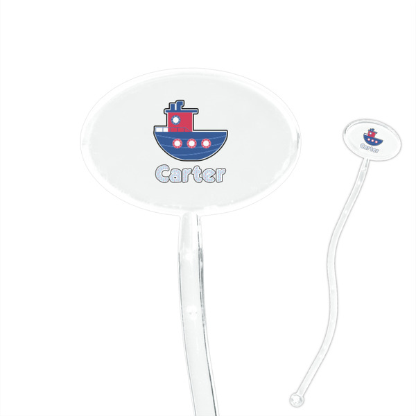 Custom Light House & Waves 7" Oval Plastic Stir Sticks - Clear (Personalized)
