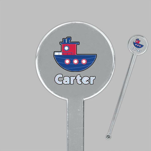 Light House & Waves Clear Plastic 7" Stir Stick - Round - Closeup