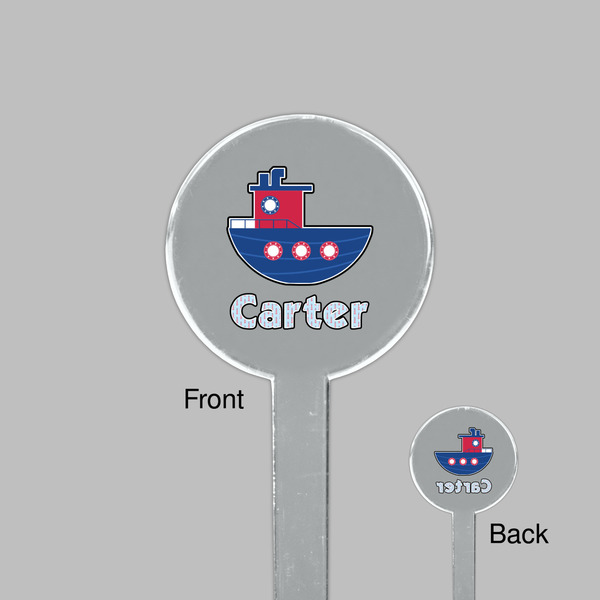 Light House & Waves Clear Plastic 7" Stir Stick - Round - Front & Back