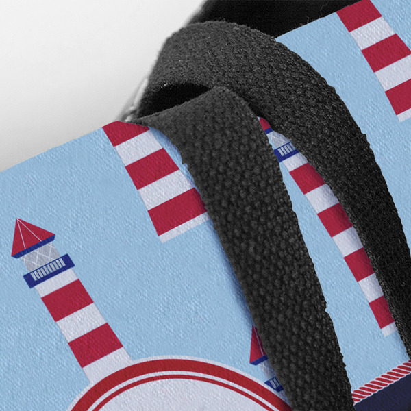 Light House & Waves Closeup of Tote w/Black Handles