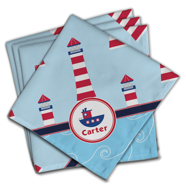Light House & Waves Cloth Napkins - Personalized Dinner (PARENT MAIN Set of 4)