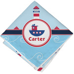 Light House & Waves Cloth Cocktail Napkin - Single w/ Name or Text