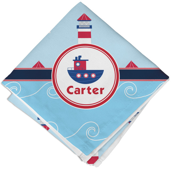 Light House & Waves Cloth Napkins - Personalized Lunch (Folded Four Corners)