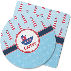 Light House & Waves Rubber Backed Coaster (Personalized)