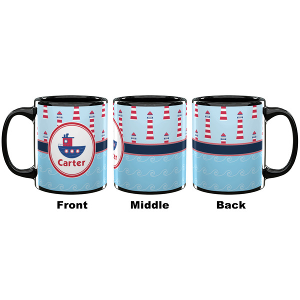 Light House & Waves Coffee Mug - 11 oz - Black APPROVAL