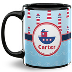 Light House & Waves 11 Oz Coffee Mug - Black (Personalized)