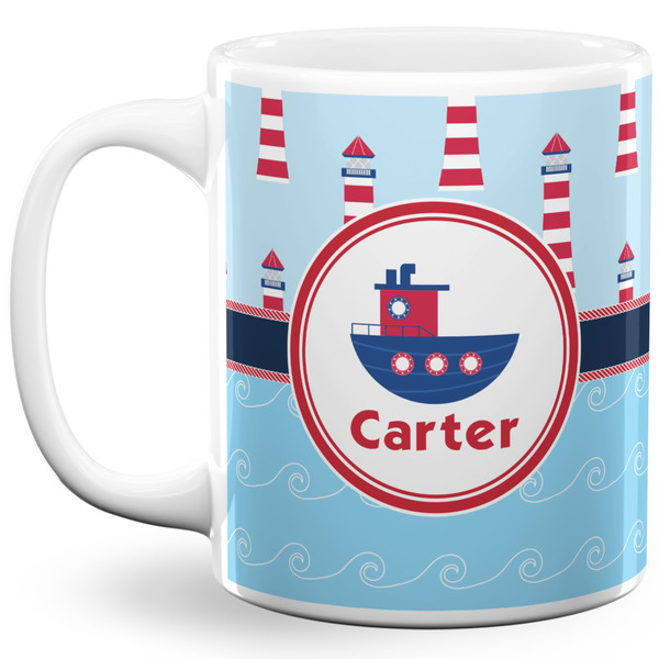 Custom Light House & Waves 11 Oz Coffee Mug - White (Personalized)