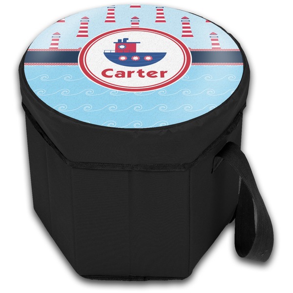 Light House & Waves Collapsible Personalized Cooler & Seat (Closed)