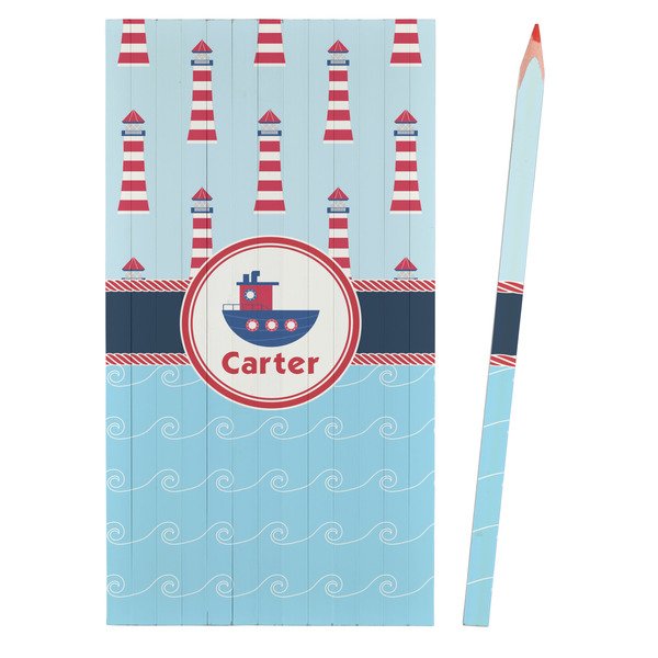 Light House & Waves Colored Pencils - Front View