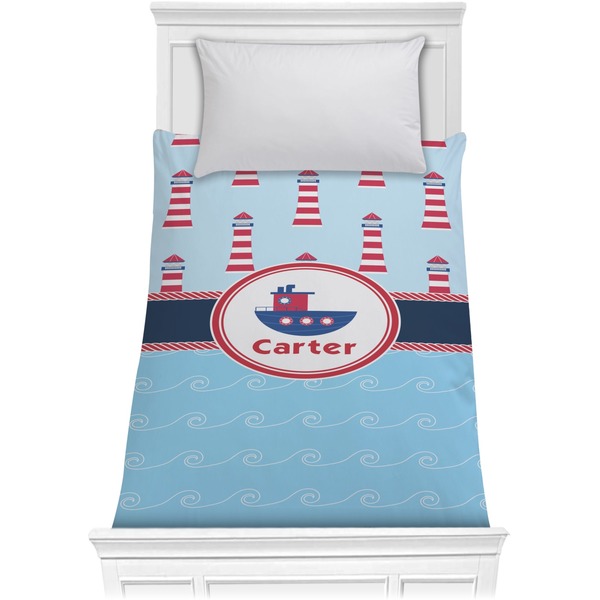 Custom Light House & Waves Comforter - Twin (Personalized)