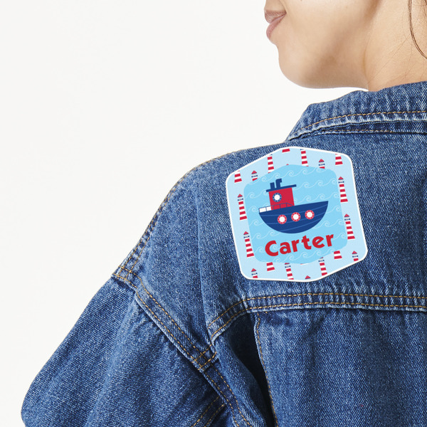 Custom Light House & Waves Twill Iron On Patch - Custom Shape (Personalized)