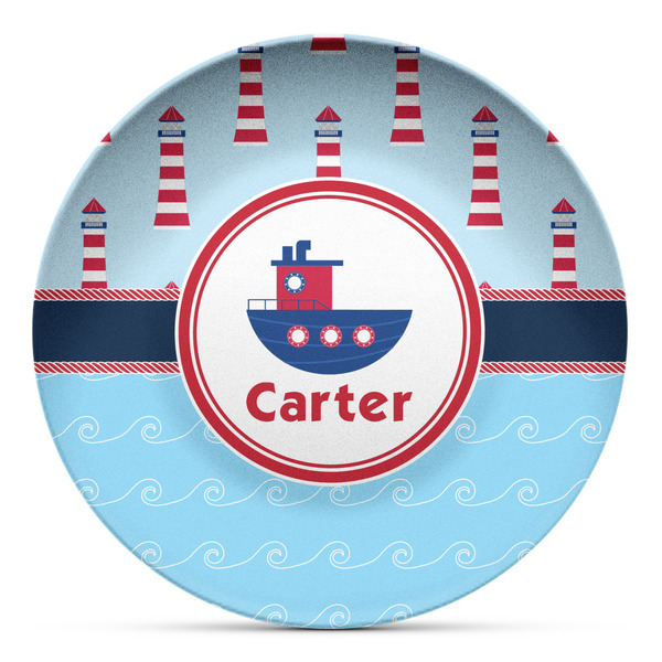 Custom Light House & Waves Microwave Safe Plastic Plate - Composite Polymer (Personalized)