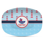 Light House & Waves Plastic Platter - Microwave & Oven Safe Composite Polymer (Personalized)