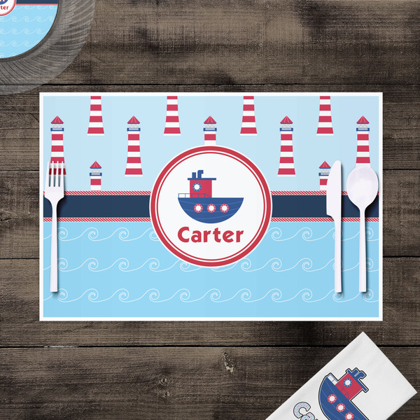 Light House & Waves Disposable Paper Placemat - In Context