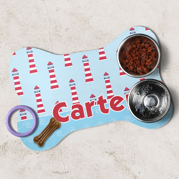 Light House & Waves Dog Bone Shaped Mat Lifestyle