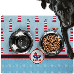 Light House & Waves Dog Food Mat - Large w/ Name or Text