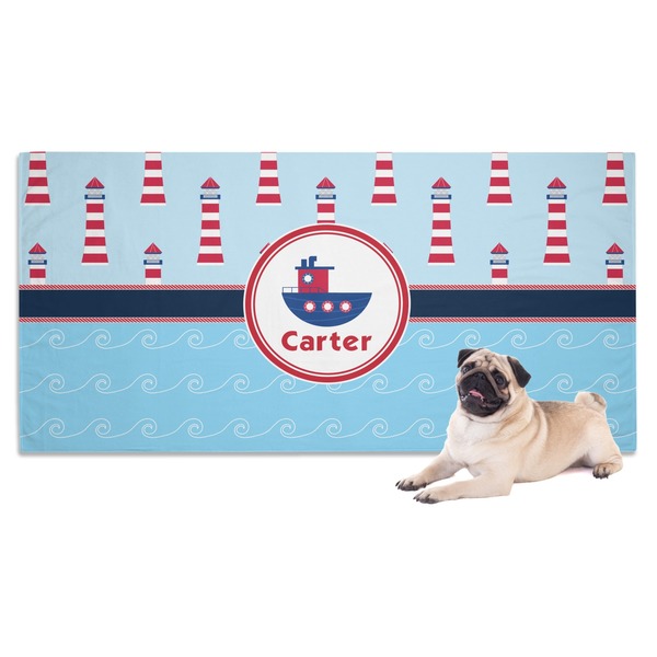 Custom Light House & Waves Dog Towel (Personalized)