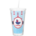 Light House & Waves Double Wall Tumbler with Straw (Personalized)