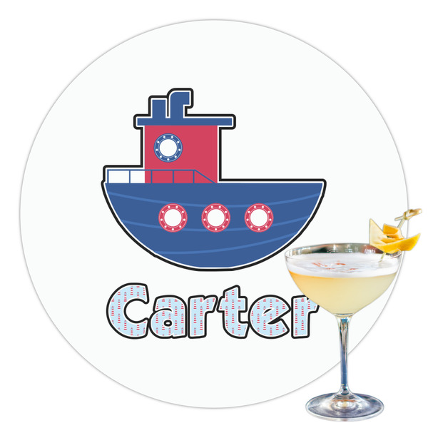 Custom Light House & Waves Printed Drink Topper - 3.5" (Personalized)