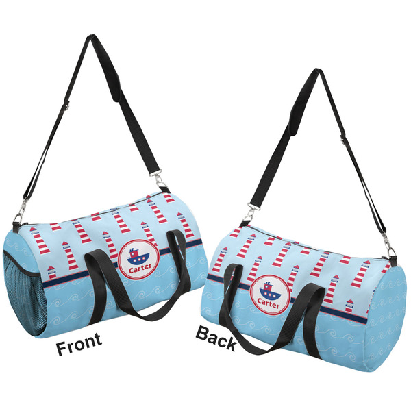 Light House & Waves Duffle bag small front and back sides