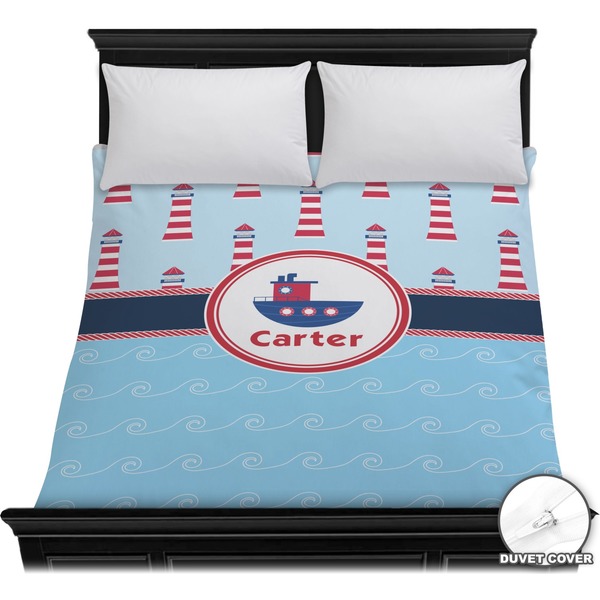 Custom Light House & Waves Duvet Cover - Full / Queen (Personalized)