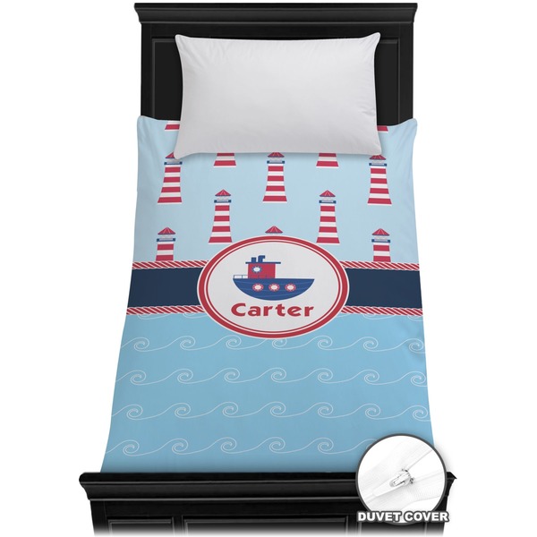 Custom Light House & Waves Duvet Cover - Twin (Personalized)
