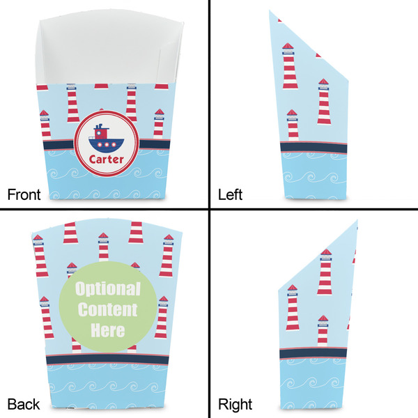 Light House & Waves French Fry Favor Box - Front & Back View