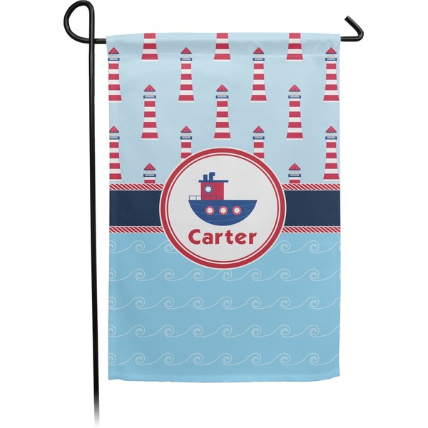 Custom Light House & Waves Small Garden Flag - Double Sided w/ Name or Text
