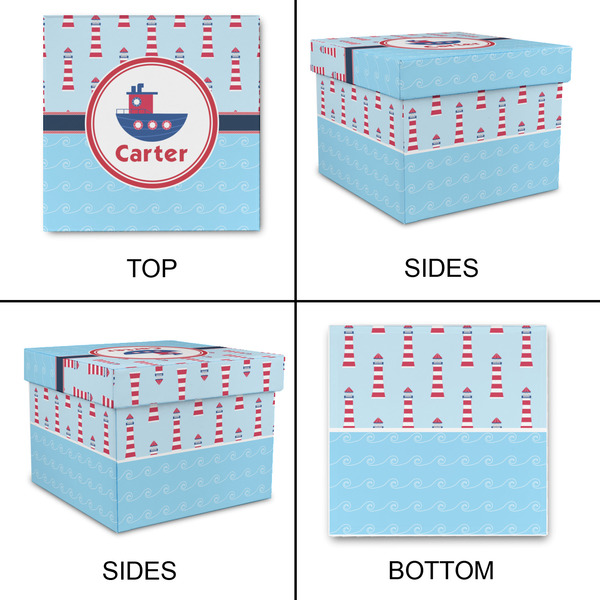 Light House & Waves Gift Boxes with Lid - Canvas Wrapped - Medium - Approval