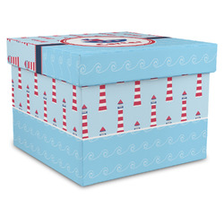 Light House & Waves Gift Box with Lid - Canvas Wrapped - XX-Large (Personalized)