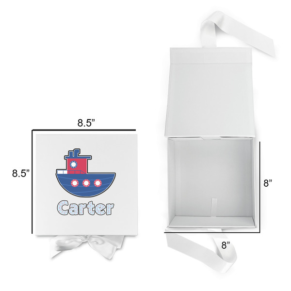 Light House & Waves Gift Boxes with Magnetic Lid - White - Open & Closed