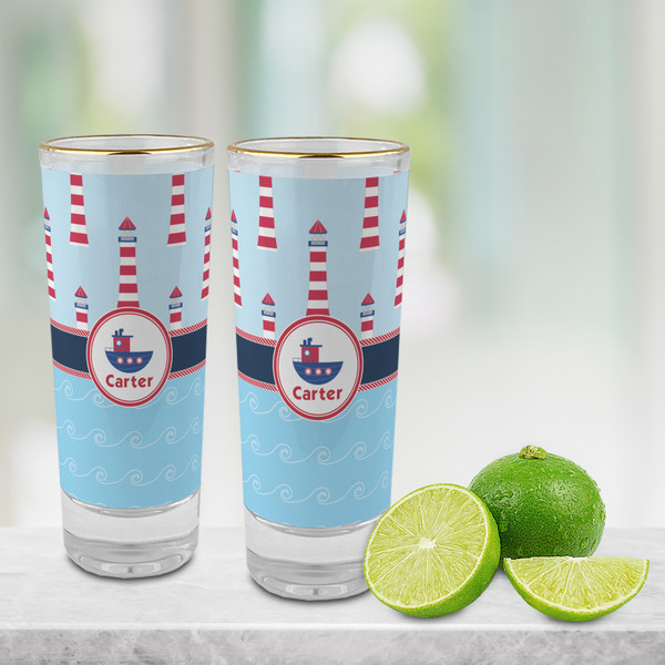 Light House & Waves Glass Shot Glass - 2 oz - LIFESTYLE