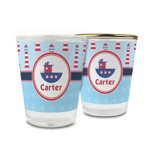 Custom Light House & Waves Glass Shot Glass - 1.5 oz (Personalized)