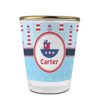 Light House & Waves Glass Shot Glass - 1.5 oz - with Gold Rim - Set of 4 (Personalized)