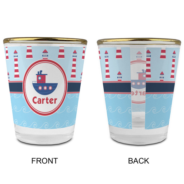 Light House & Waves Glass Shot Glass - with gold rim - APPROVAL