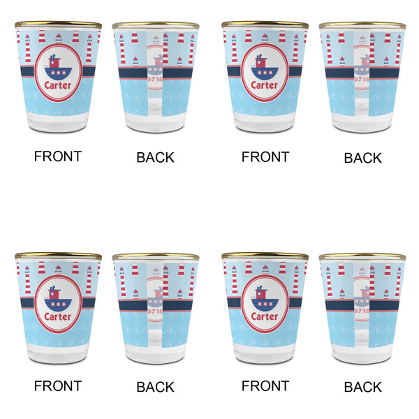 Light House & Waves Glass Shot Glass - with gold rim - Set of 4 - APPROVAL