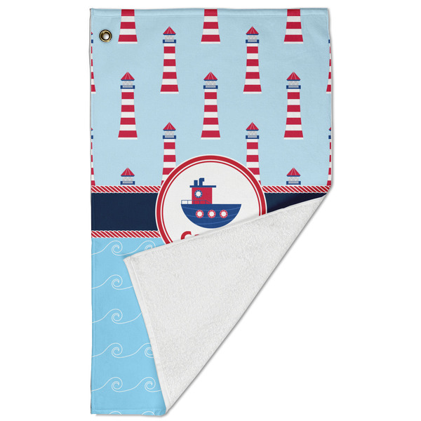 Light House & Waves Golf Towel - Folded (Large)