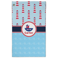Light House & Waves Golf Towel - Poly-Cotton Blend - Large w/ Name or Text