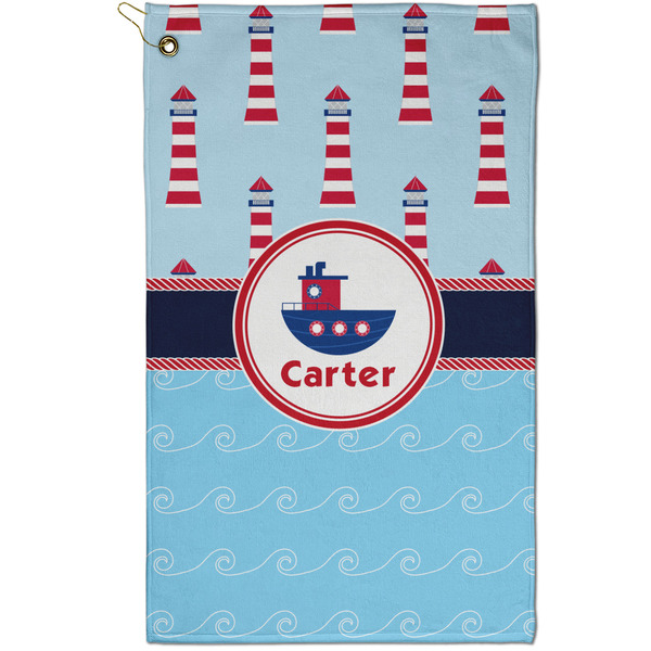 Custom Light House & Waves Golf Towel - Poly-Cotton Blend - Small w/ Name or Text