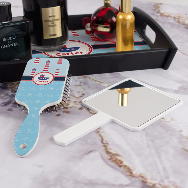 Light House & Waves Hair Brush - With Hand Mirror