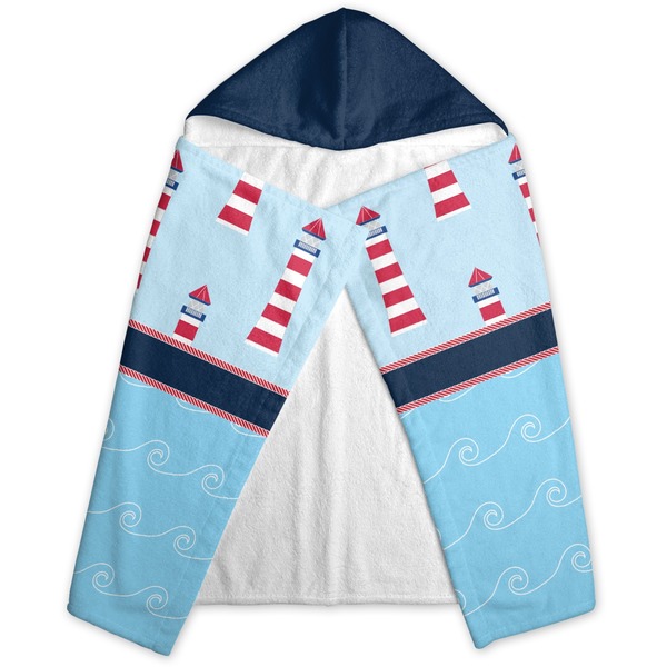 Light House & Waves Hooded Towel - Folded