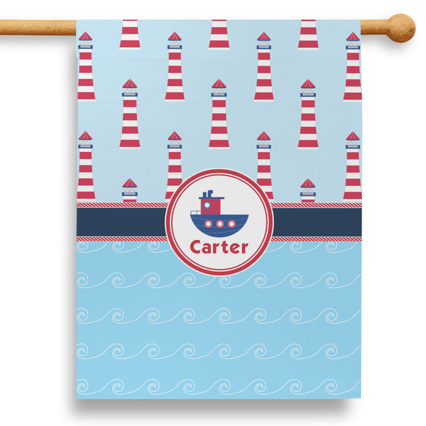 Custom Light House & Waves 28" House Flag - Double Sided (Personalized)