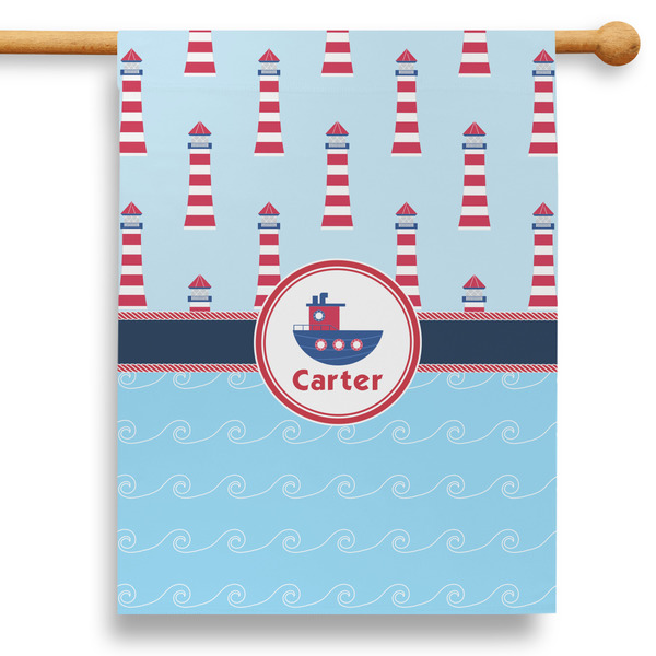 Custom Light House & Waves 28" House Flag - Single Sided (Personalized)