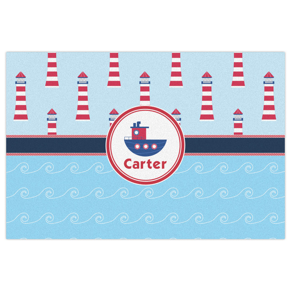 Light House & Waves Indoor / Outdoor Rug - 2'x3' - Front Flat